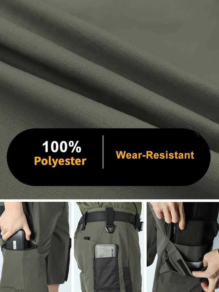 Mens Tactical Pants Durable Multi-Pocket Cargo Pants for Outdoor Construction Work Hiking and Trekking Casual Tactical Pants W250819