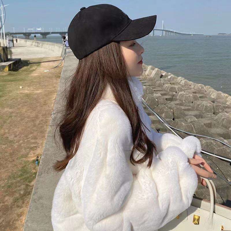 Imitation Otter Rabbit Fur Grass Coat Women's 2025 Winter New Style Fragrant Stand Collar Plush Loose Hooded Coat Trendy