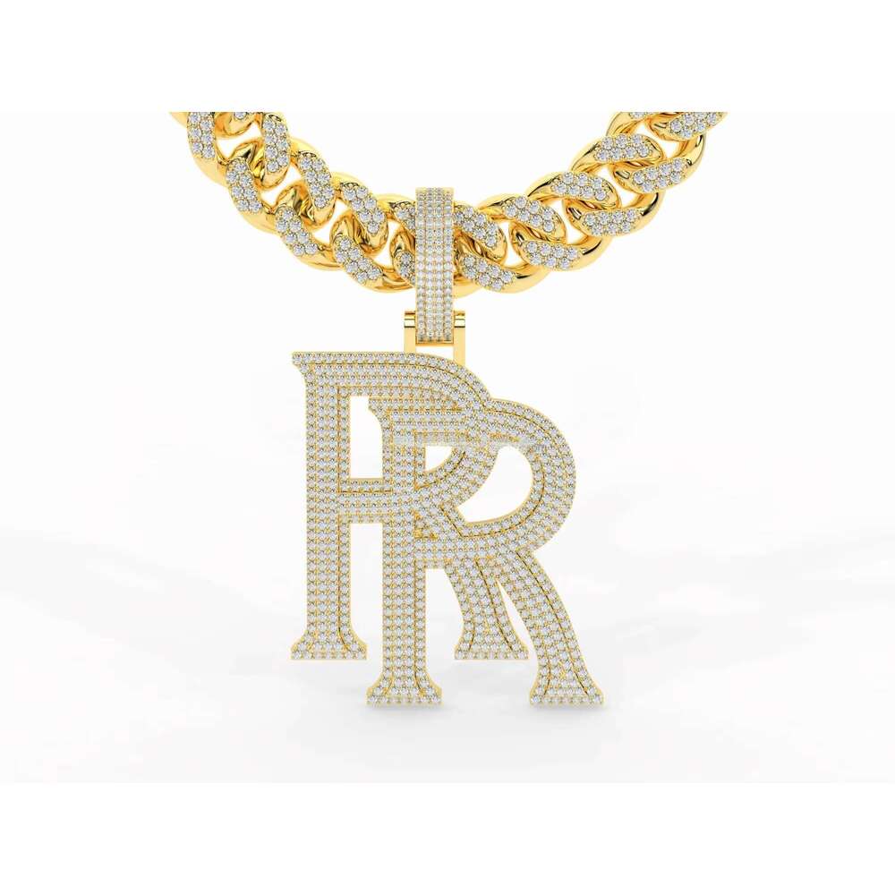 Men's Jewelry Pass Tester Hip Hop VVS Silicon Stone Charm Necklace Iced Sier Letter Name Pendant