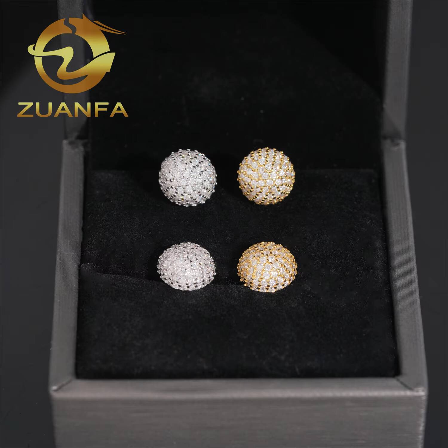 Wholesale VVS Half Ball Moissanite Earrings Screw Back Iced Out Stud Earrings 925 Silver Hip Hop Earrings Pass Diamond Tester