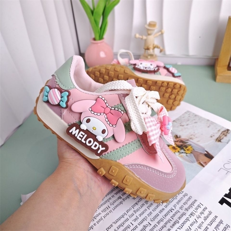 Kids Casual Shoes Girls Cartoon MELODY PU Leather Outdoor Bow AntiSlip Sneakers Pink Size 2637 w250725