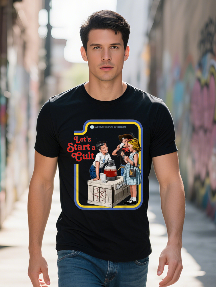 Men Retro Graphic T Shirt Crew Neck Short Sleeves Let s Start a Club Casual Style Multi Size L XL All Season