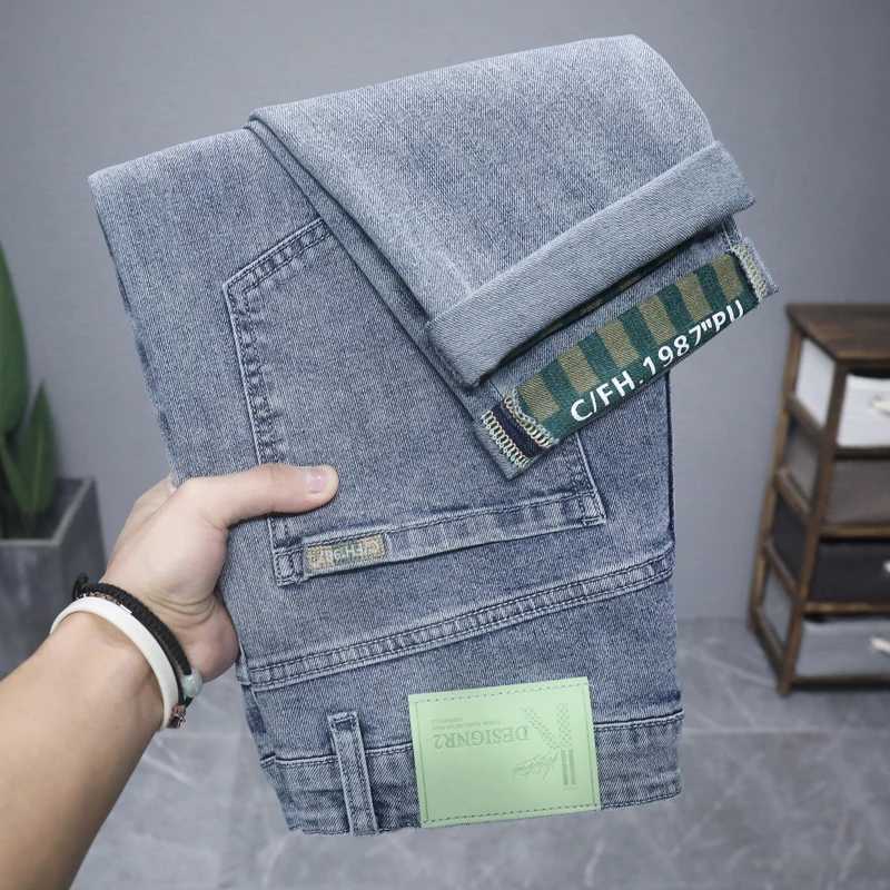 Hot summer jeans for men trendy Korean style slim fit. X250812