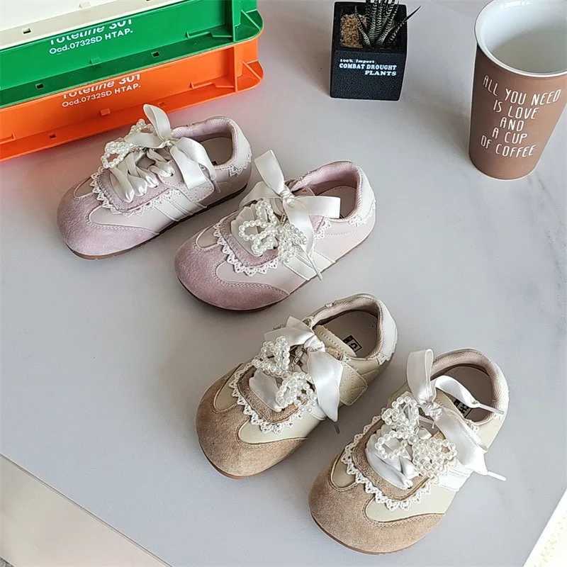 2025 Autumn New Fashion Girl Sneaker Girl Board Shoe Bow Princess Shoe Soft Sole Tennis Female Versatile Girls Shoes Sneakers M250812