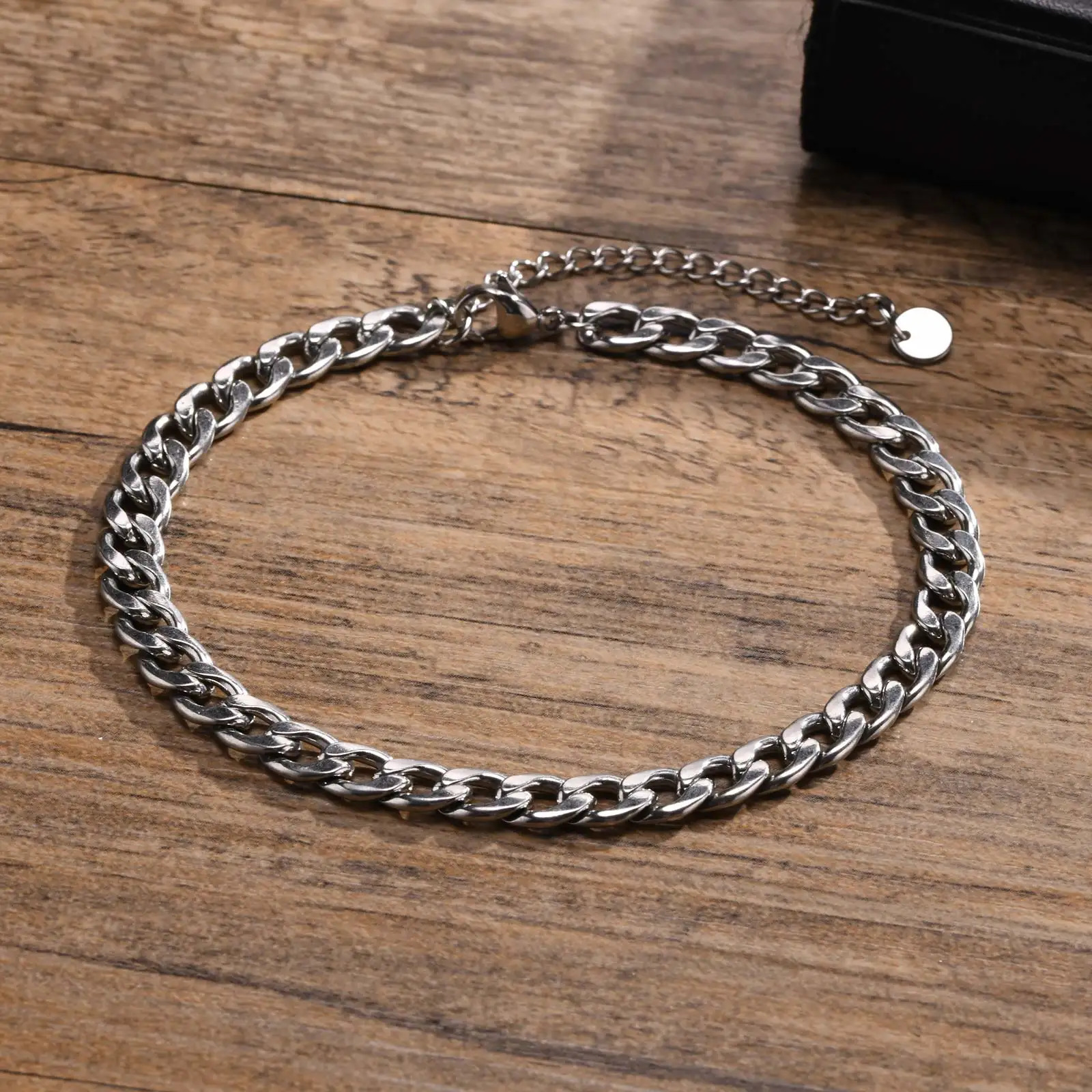 Waterproof Stainless Steel Cuban Wheat Chain Anklet Bracelets for Men Summer Holiday Beach Foot Gifts JewelryLength Adjustable 250812
