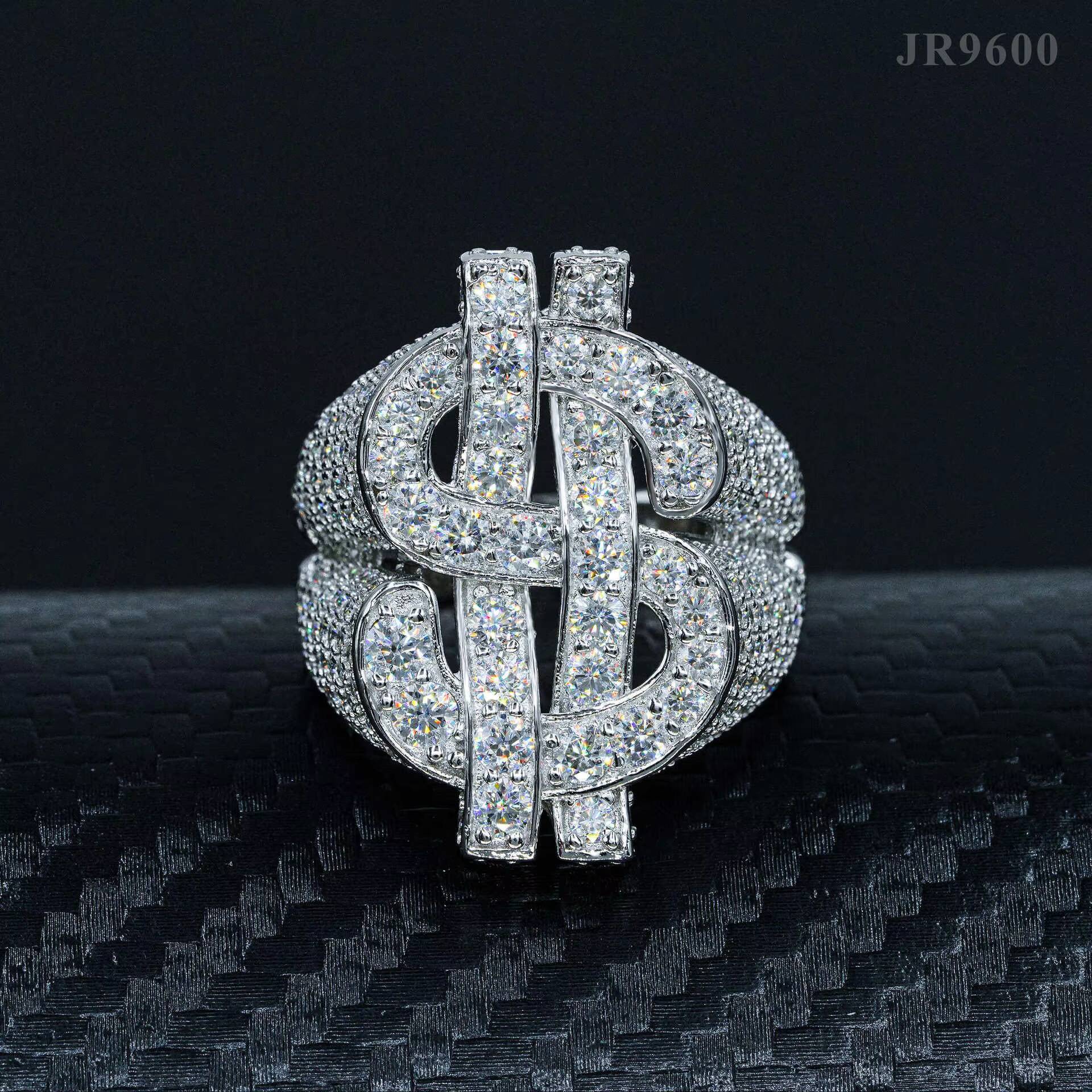 Original 925 Sterling Silver Jewelry Hip Hop Moissanite Diamond Ring for Women Men