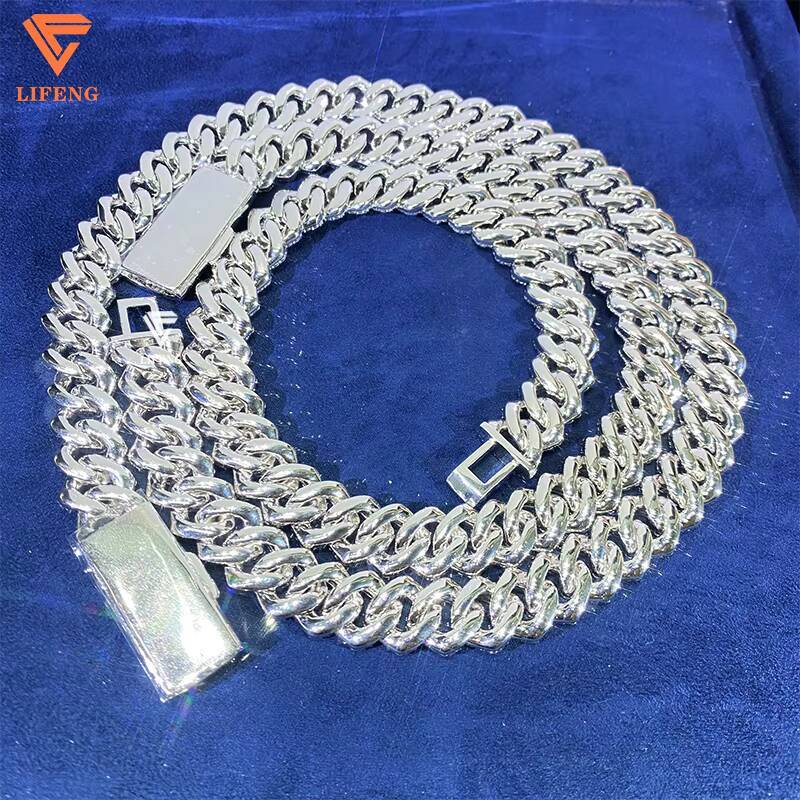 New 14mm 925 Silver Cuban Link Chain Pass Diamond Test Moissanite Necklace Hip Hop Jewelry for Women Iced Out Cuban Chain