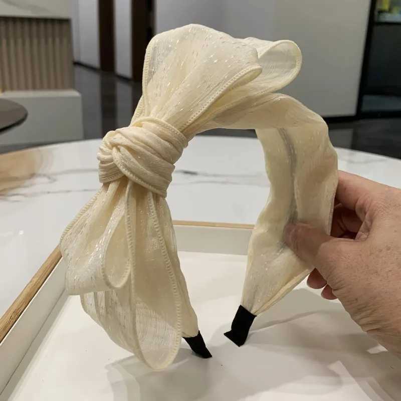 1pc Korean version bow hair band with teeth anti-slip pressure simple hair band lace mesh band X250812