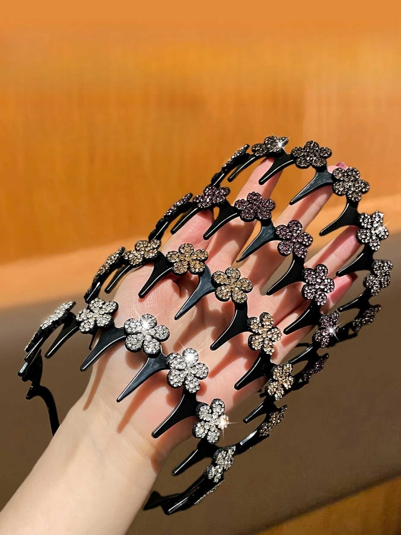 4Pcs Wens Model Fashionable and Gorgeous Rhinestone Inlaid Flower Band Suitable for Parties X250812