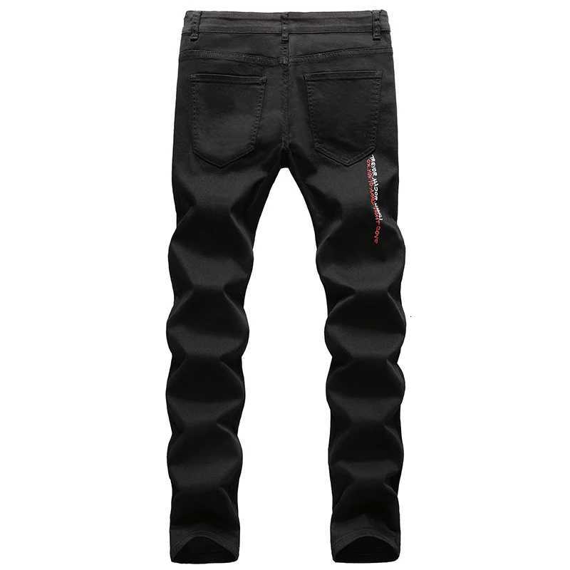 2022 Men Ripped Jeans White Black Stretch Slim Fit Spring Autumn Denim Pants Distressed Hip Hop Streetwear Biker Jeans Pants X250812