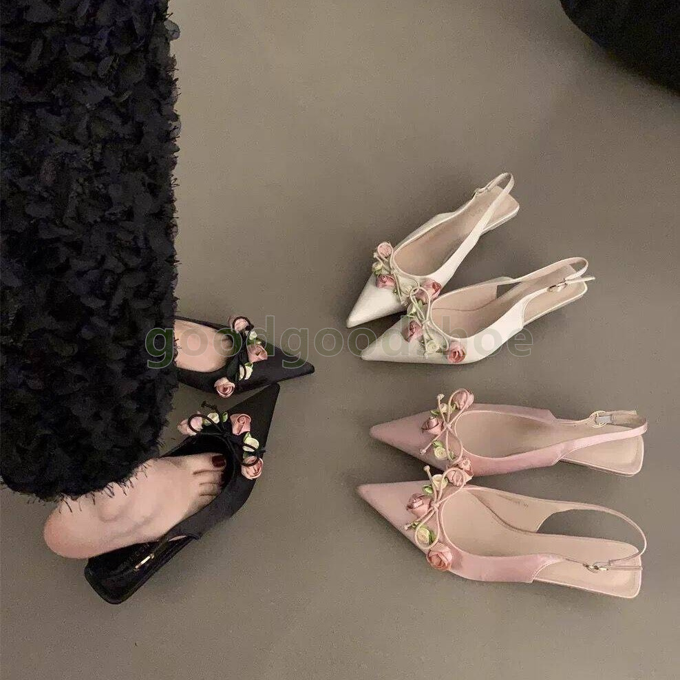 summer womens sandals kitten heels daily elegant sandal black pink beige designer sandals french pointed toe back strap women sandale