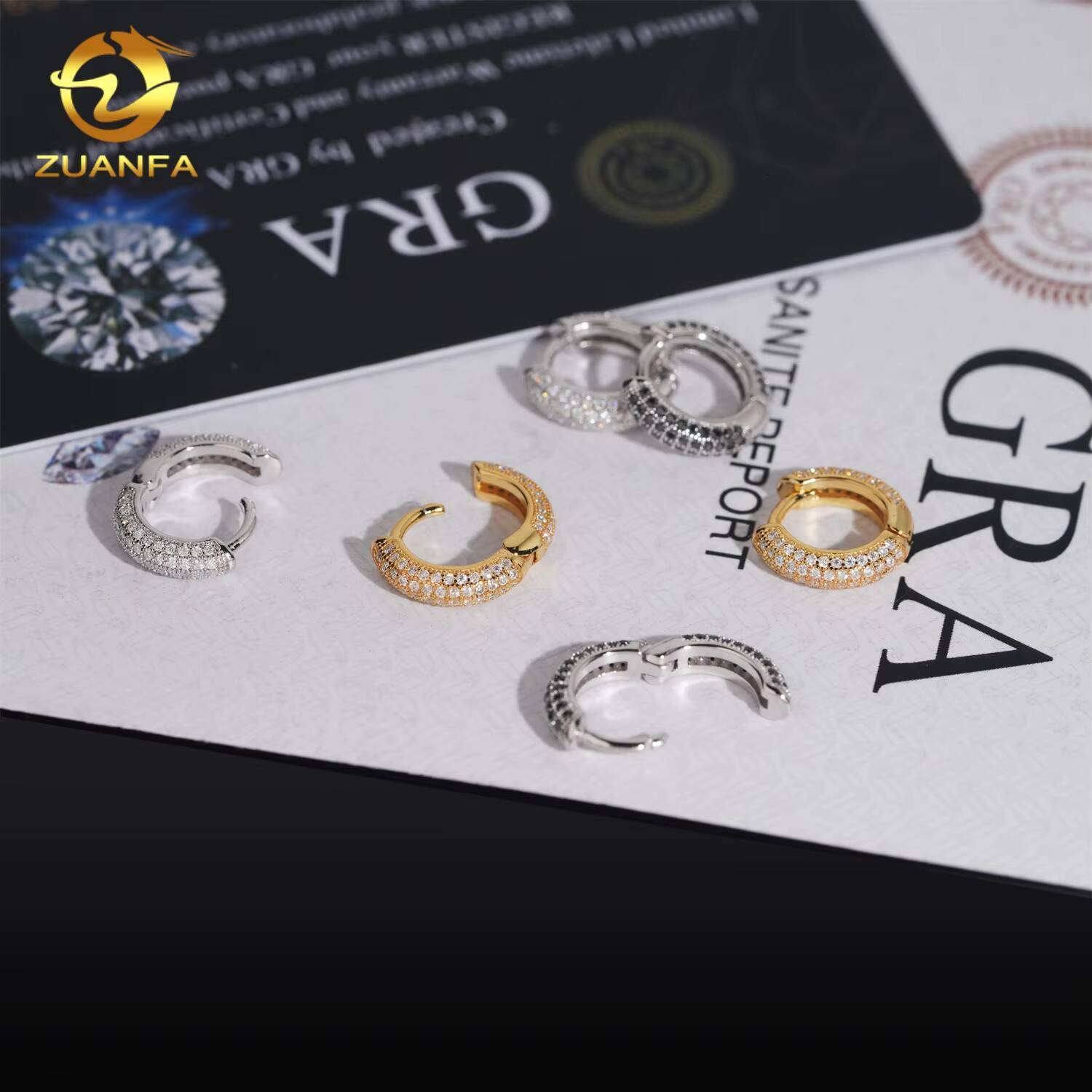 Wholesale D VVS Moissanite Hoop Earrings Screw Back 925 Silver Hip Hop Earrings for Men and Women