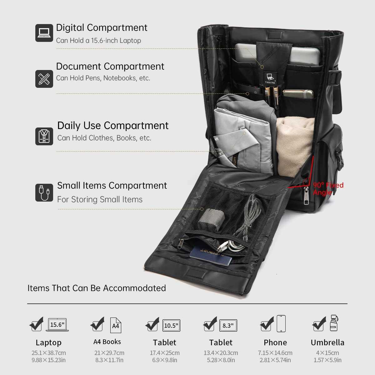 Tigernu Fashion Backpacks Men Korean Style Backpack Cool Knapsack Commuting Bags Travel Backpacks 15.6 Laptop Backpack Male Bags W250812