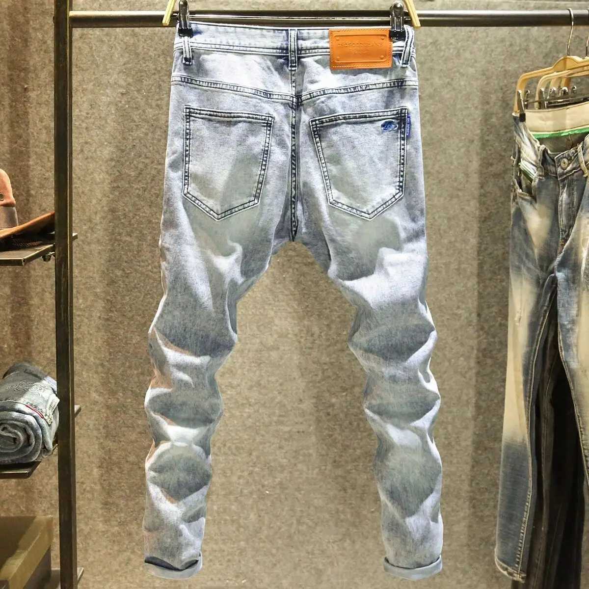 2025 New Trendy Casual Spring and Autumn Denim Jeans for Men Slim Solid Skinny Pants Cargo Mens Luxury Korean Streetwear Pants X250812