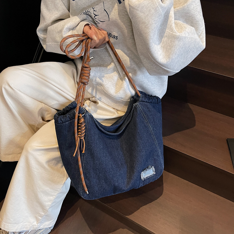 Denim for Women New Korean Style Casual Fashion Dumpling Trendy Large Capacity Single Shoulder Crossbody Bag