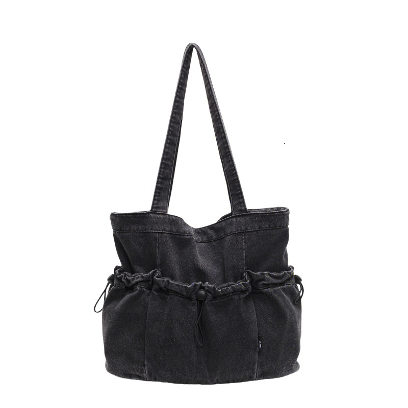 Denim Women New Summer Versatile Casual Shoulder Wrinkled Large Capacity Tote Bag
