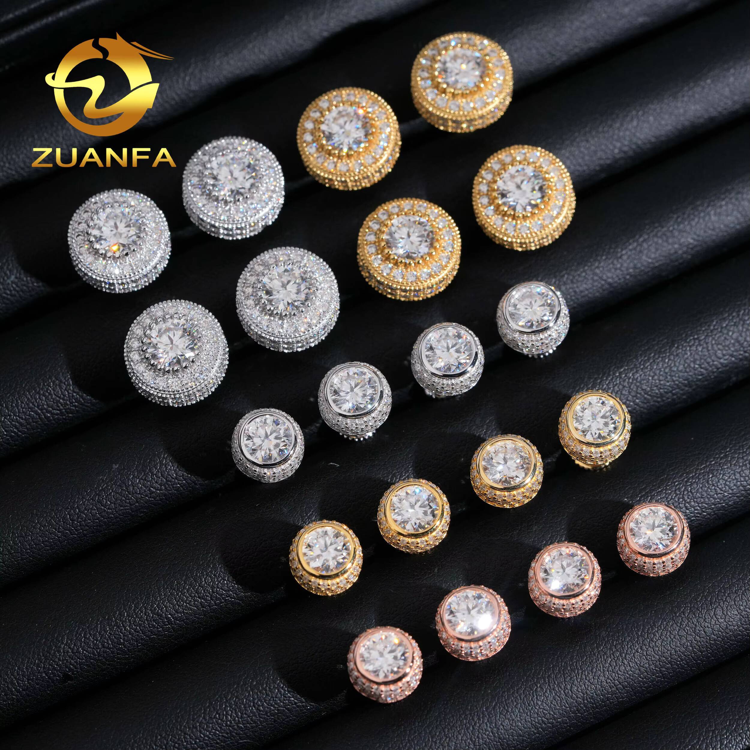 Fashion Hip Hop Earrings Fully Moissanite Diamond 925 Sterling Silver Iced Out Men Moissanite Earrings Screw Back