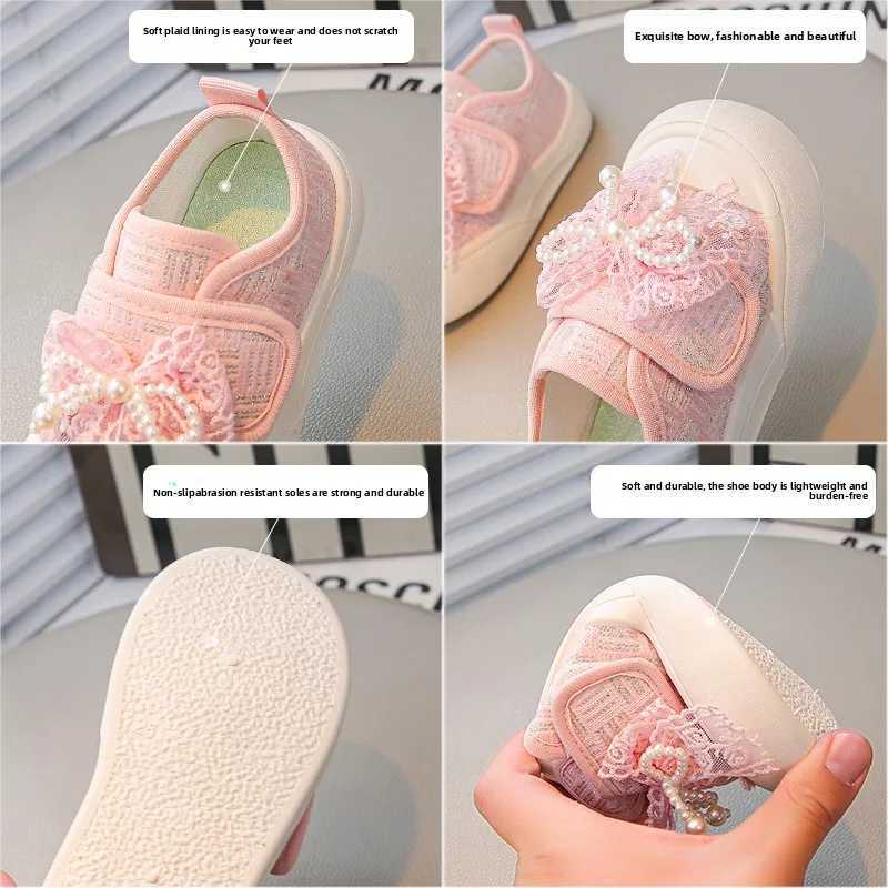 Trendy Girl Sneakers Princess Bow Child Sneaker Breath Soft Soled Girls Shoe Elegant Lace Casual Shoes Sweet Comfort Board Shoes XJ250812