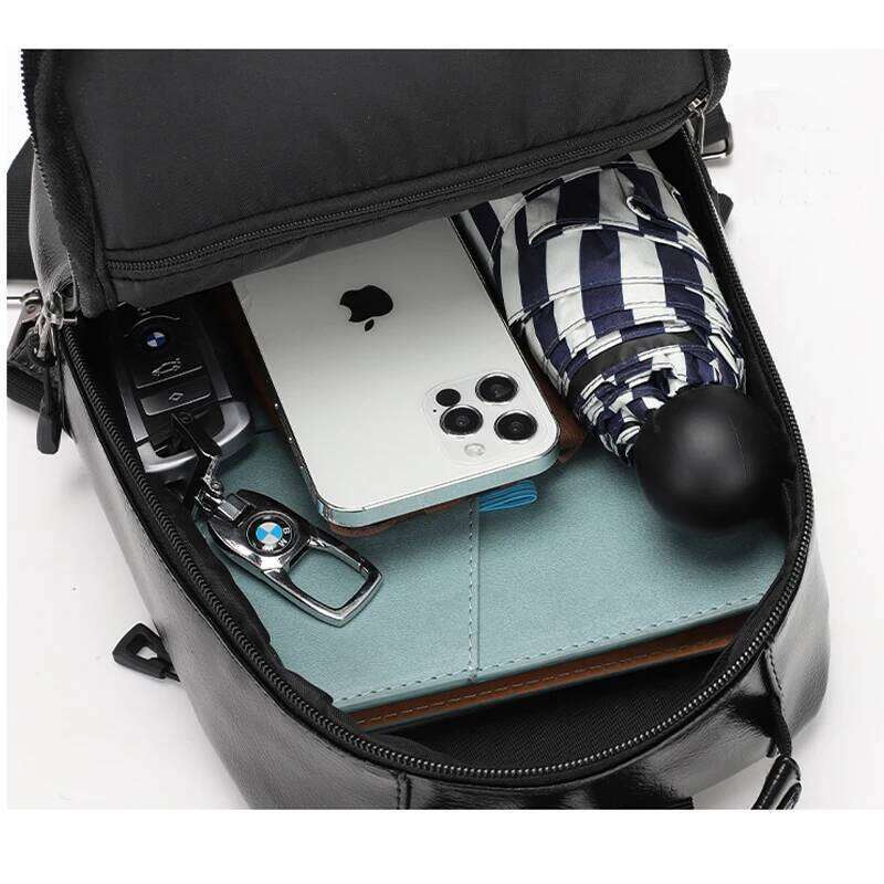 Men's Mini Backpack Solid Color PU Leather Chest Bag Shoulder Bags school bag de hombre backpack men mochilas bolsos