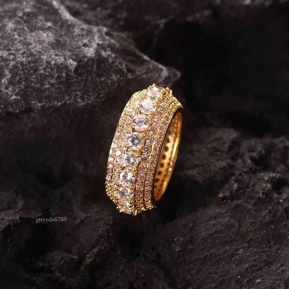 Fashion Design Sier Iced Out Moissanite Mens cuban dia ring for hiphop life jewelry