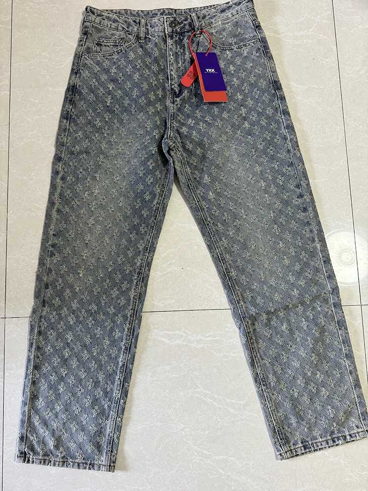 Ripped Holes Retro Mens Distressed Pants Street Loose Fit Wide Leg Trousers New Jacquard Jeans for Men X250812