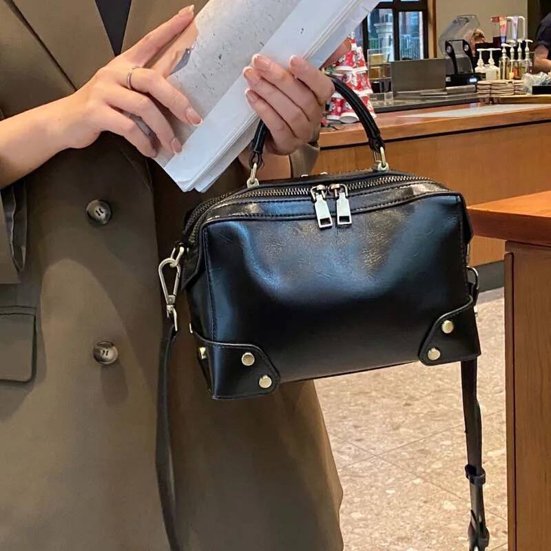 Leather women handbags quality Boston Pillow fashion Commuter shoulder crossbody bag solid color ddmymarket