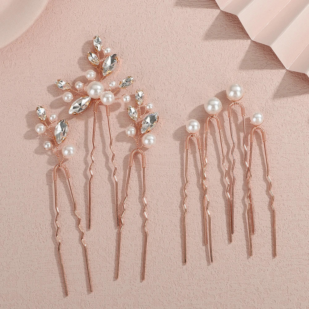 7Pcs Hair Pins for Women Wedding Accessories Pearl Silver Bridal Headpiece Hairpins Gold Party Jewelry 250804