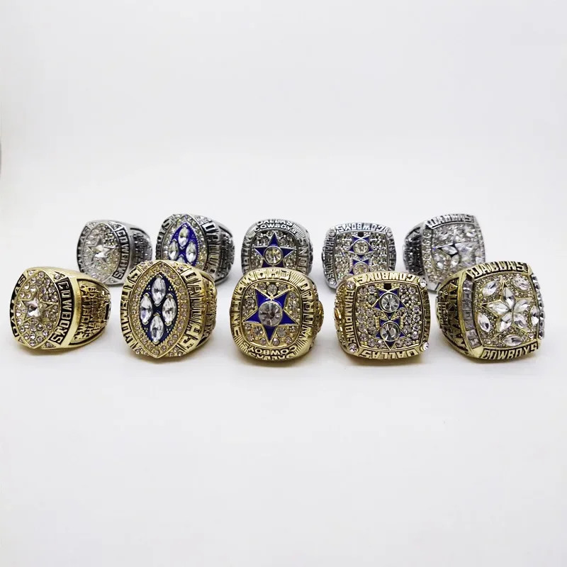 Dallas Denim Crown Jewelry Ring Set 5 Pieces European And American Mens Fashion Rings 250812