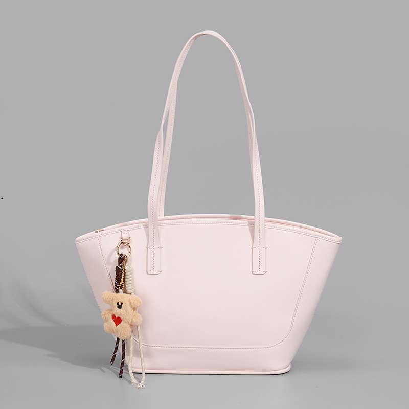 2025 Autumn New Women s Shoulder Bag Large Capacity Cute Pendant Women s Handbag Autumn New Commuter Bag Autumn New bag women s Simple Style Solid Col