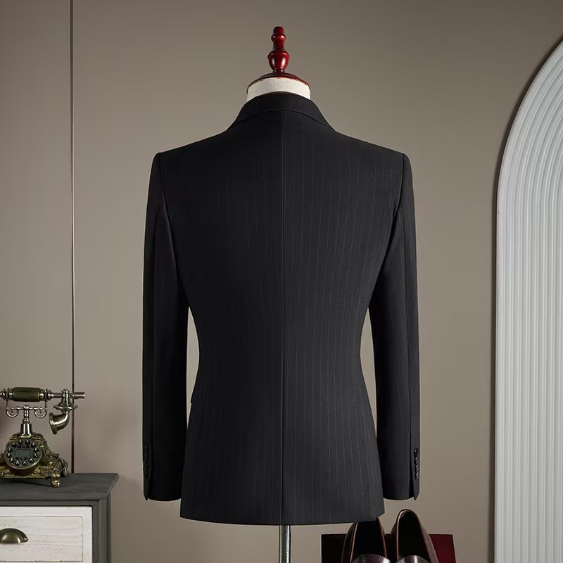 T1422 Men's Striped Three-Piece Suit High Quality Double-Breasted
