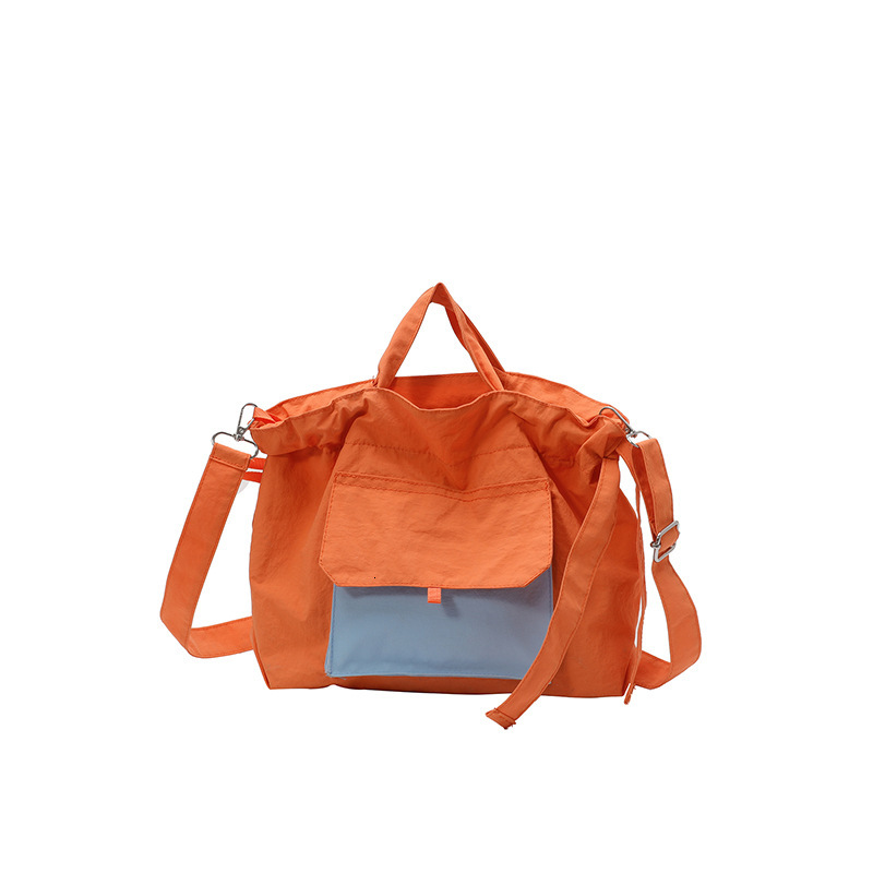 New Korean Artistic Simple Nylon Drawstring Closure Handheld Underarm Single Shoulder Crossbody Canvas Bag