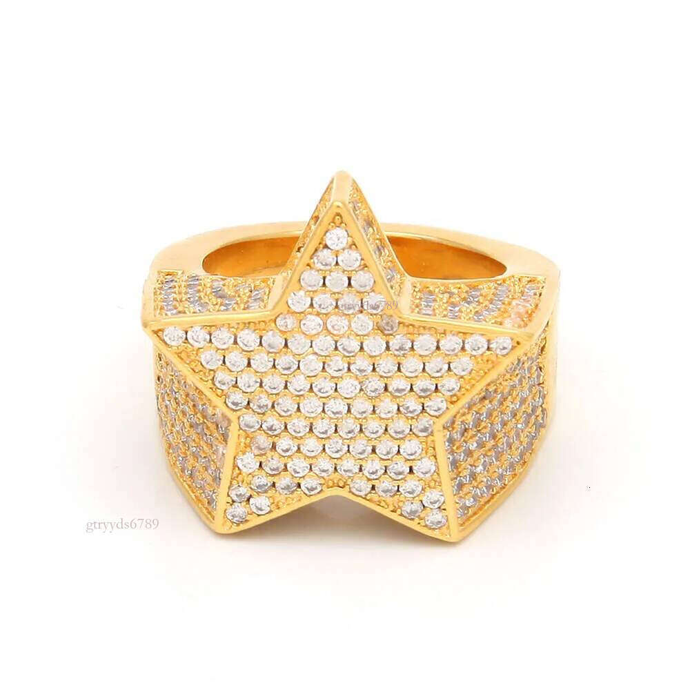 men's passed GRA Dia Five-pointed Men's star Hip Hop trendy moissanite dia gold sterling sier cuban women ring