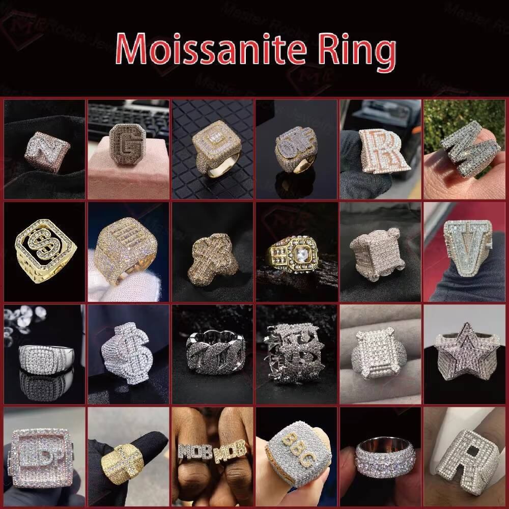 Hiphop Moissanite Ring 4 Rows Pave Setting Eternity Band Ring 925 Sterling Silver Vvs Moissanite Ring