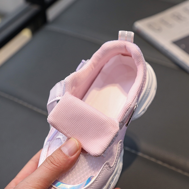 Breathable childrens pink sneakers relaxing outdoor comfortable and soft girls running shoes purple w250725