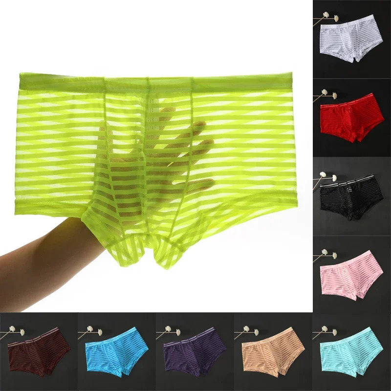 UltraThin Transparent Boxershorts for Men Sexy Underwear Boxer Pants Male Low Rise Mesh Panties Homme Panties Boxer Shorts 250804