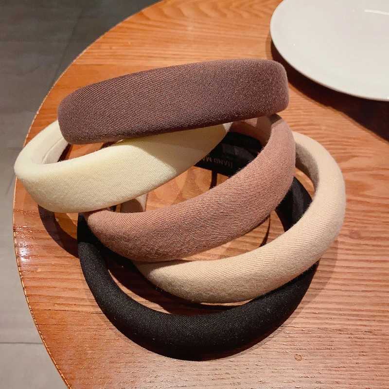 Coffee Color Series Sponge Band for Women Simple Temperament Solid Color Thick Hair Band Fashion Hair Accessories X250812