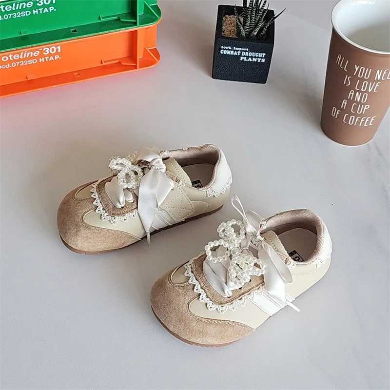 2025 Autumn New Fashion Girl Sneaker Girl Board Shoe Bow Princess Shoe Soft Sole Tennis Female Versatile Girls Shoes Sneakers M250812