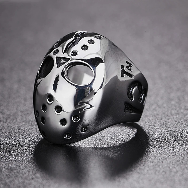 est Black Friday Killer Jason Mask Ring Mens Stainless Steel Punk Ring Male Hip Hop Biker Jewelry Creativity Gift Wholesale 250812