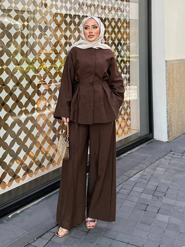 Elegant Long Skirt Set for Women Casual Solid Loose Long Sleeve Lapel Shirt Female Skirts Suit 2025 Spring Lady 2 Pcs Outfits 250811