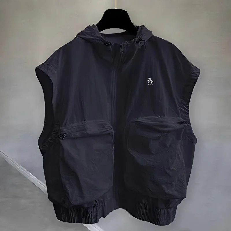 2025 Summer Mens and Womens Retro Golf Jacket Loose n Denim Shoulder Pads Sleeveless Golf Vest Coat Golf Clothing 250812
