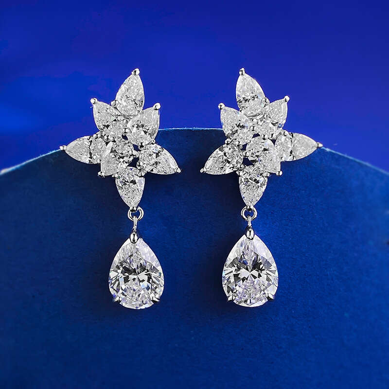 Mujing Jewelry S Sier Elegant Crown Bride 8*11mm Water Drop Pear-shaped Earrings Fashion Evening Style