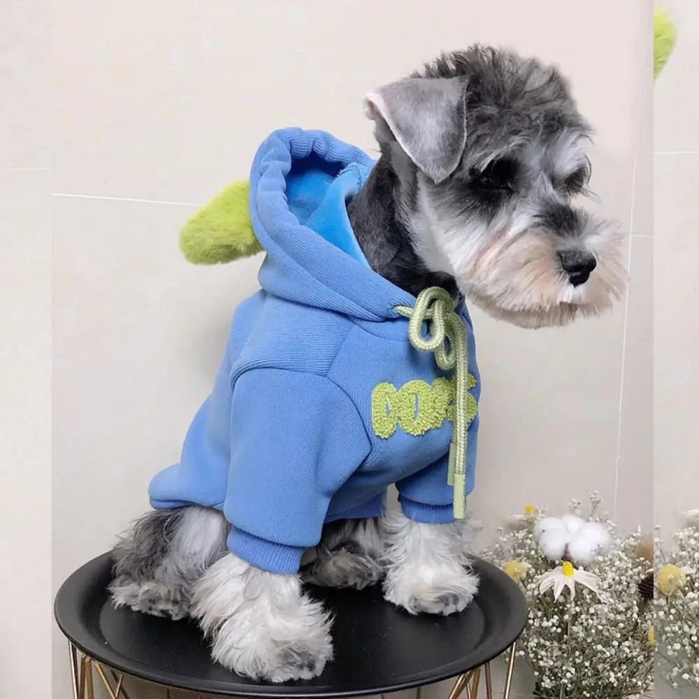 Letter Print Dog Hooded Sweatshirt Warm Soft Dog Sweatshirt Clothes Adjustable Cotton/Polyester Puppy Jumpsuit for Dogs Cats 250806