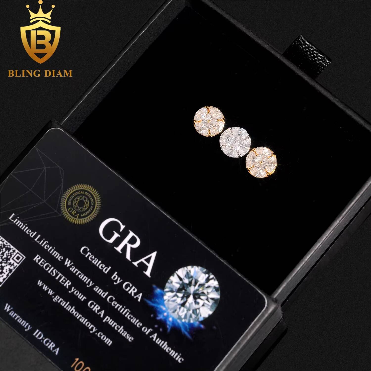 Wholesale Bulk Ready to Ship Fine Jewelry 925 Sterling Silver Custom Real Gold Vvs Moissanite Cute Earrings Wedding