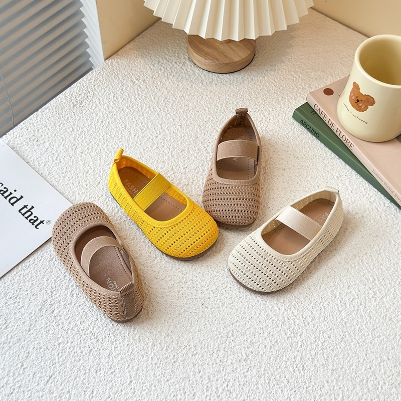 Girls Flat Shoes Slipon Soft Sole Kids Weave Breathable Hollowedout Summer Children Casual Solid Color w250725