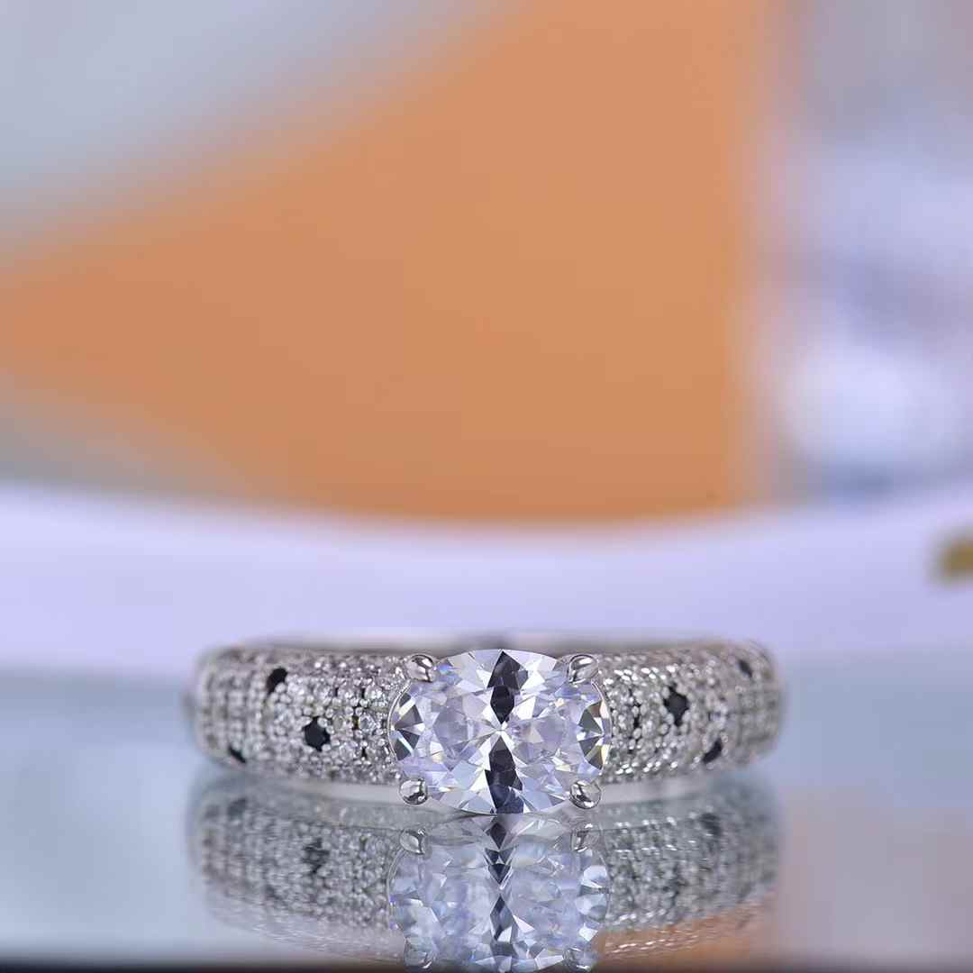 Sparkling Oval Moissanite Ring with Snake Textured Band Ideal for Engagement Statement Style Eye Catching Outfits