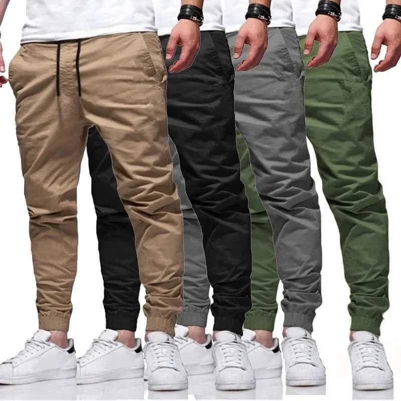 uth Mens Pure Color Slim Fit Workwear Pants Casual Trousers with Cuffs 2024 Trendy Cross-Border Male Fashion W250812