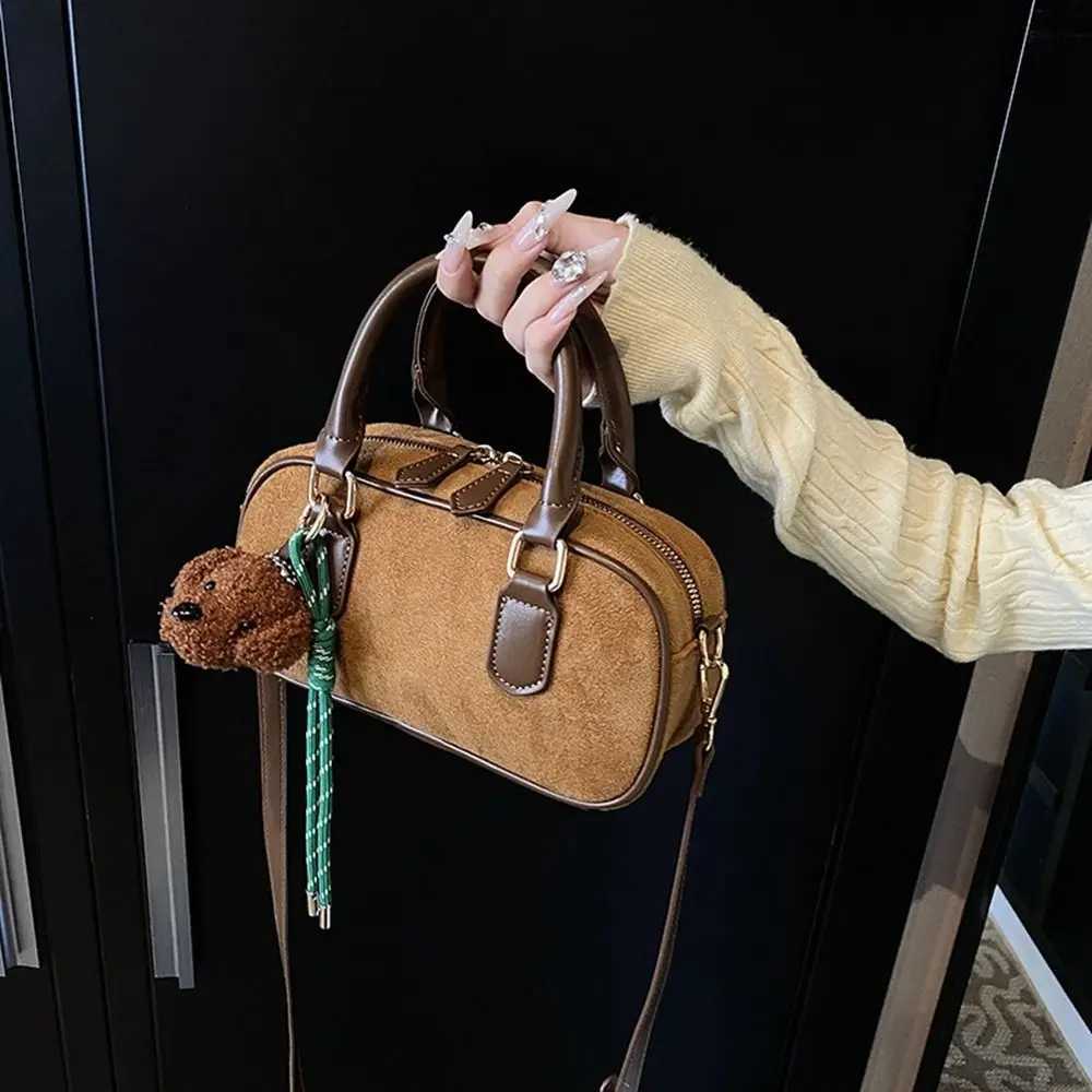 Fashion PU Leather PU Bowling Bag Handbag Solid Color Small Square Bag Large Capacity Korean Style Shoulder Bag Shopping Z250812
