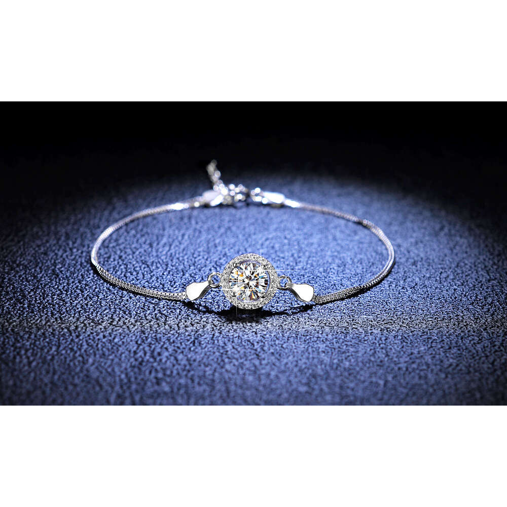 Sier Bracelet Moissanite Round Designer Pack Simple Jewelry Women's Designer Live Broadcast