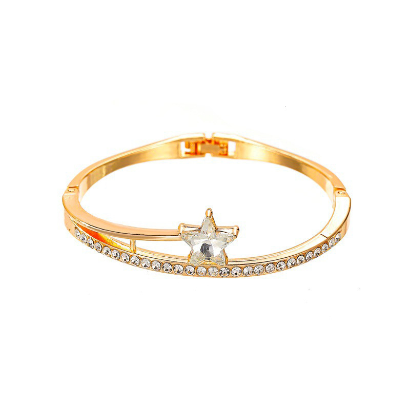 Korean Style Fresh Full Design Simple Five-Pointed Star Zircon For Women Student Best Friend Bracelet
