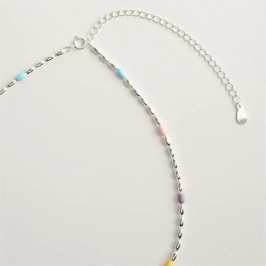 SHANICE S925 Sterling Silver Beaded Necklaces For Women Rainbow Colorful Summer Bohemian Mixed Bead Crystal Necklaces Choker 250807